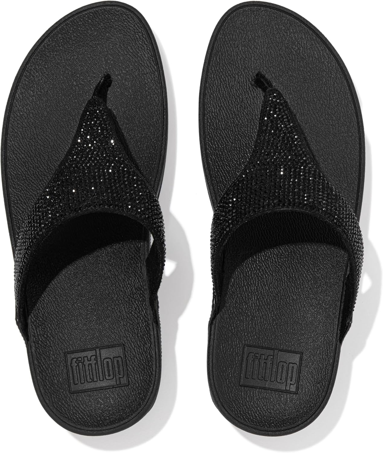 image:imageFitFlop Womens Lulu Crystal Embellished ToePost SandalsAll Black