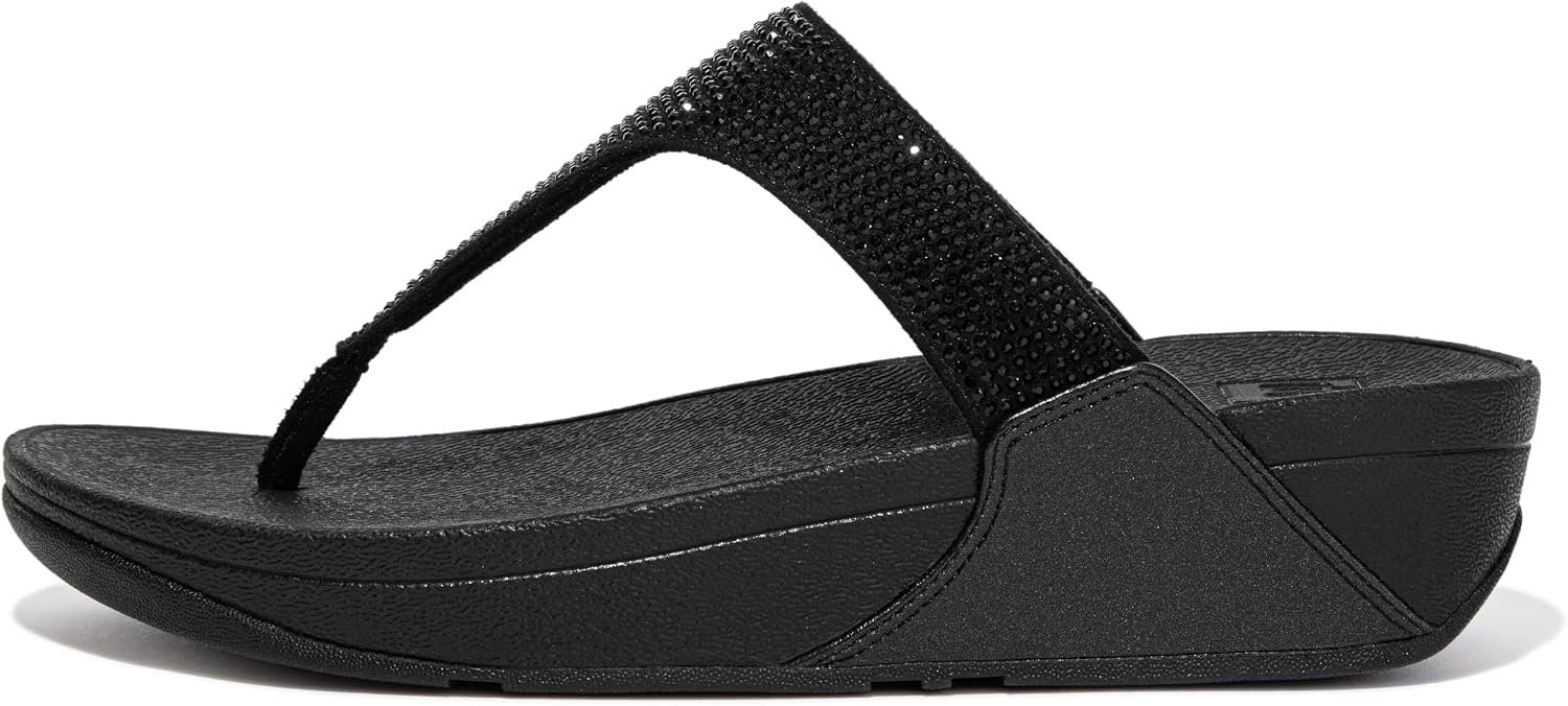 image:imageFitFlop Womens Lulu Crystal Embellished ToePost SandalsAll Black