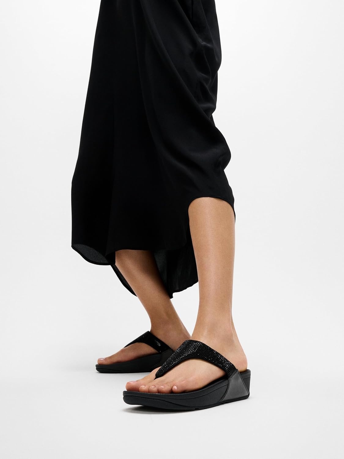 image:imageFitFlop Womens Lulu Crystal Embellished ToePost SandalsAll Black