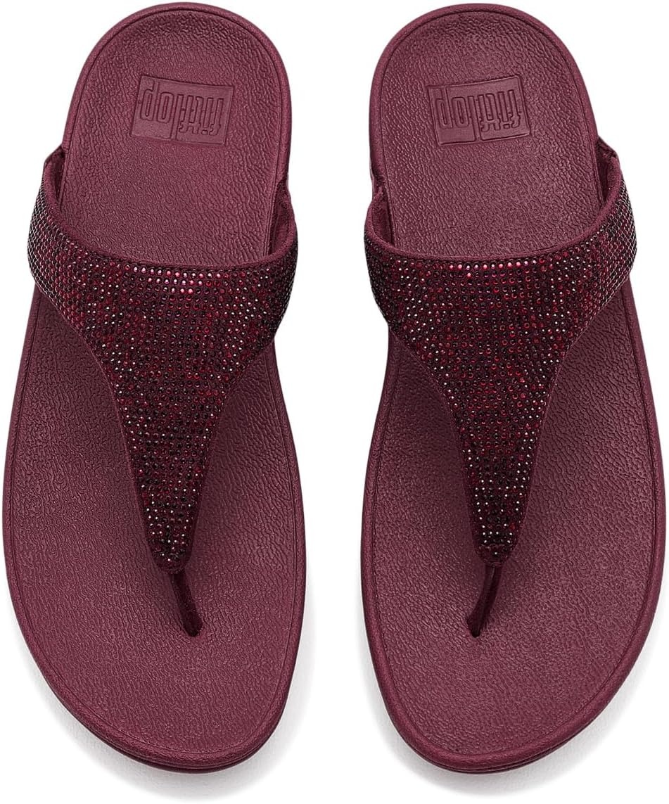 image:imageFitFlop Womens Lulu Crystal Embellished ToePost SandalsDark Merlot
