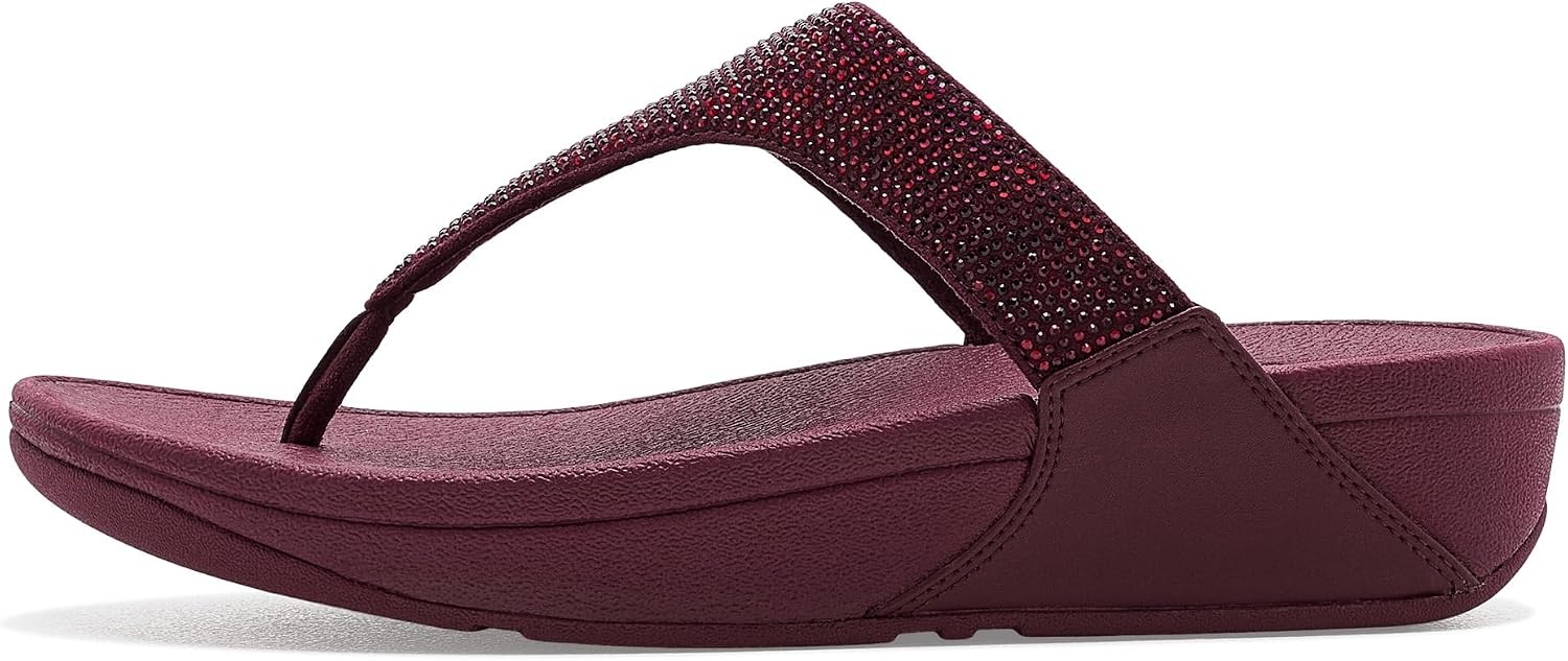 image:imageFitFlop Womens Lulu Crystal Embellished ToePost SandalsDark Merlot