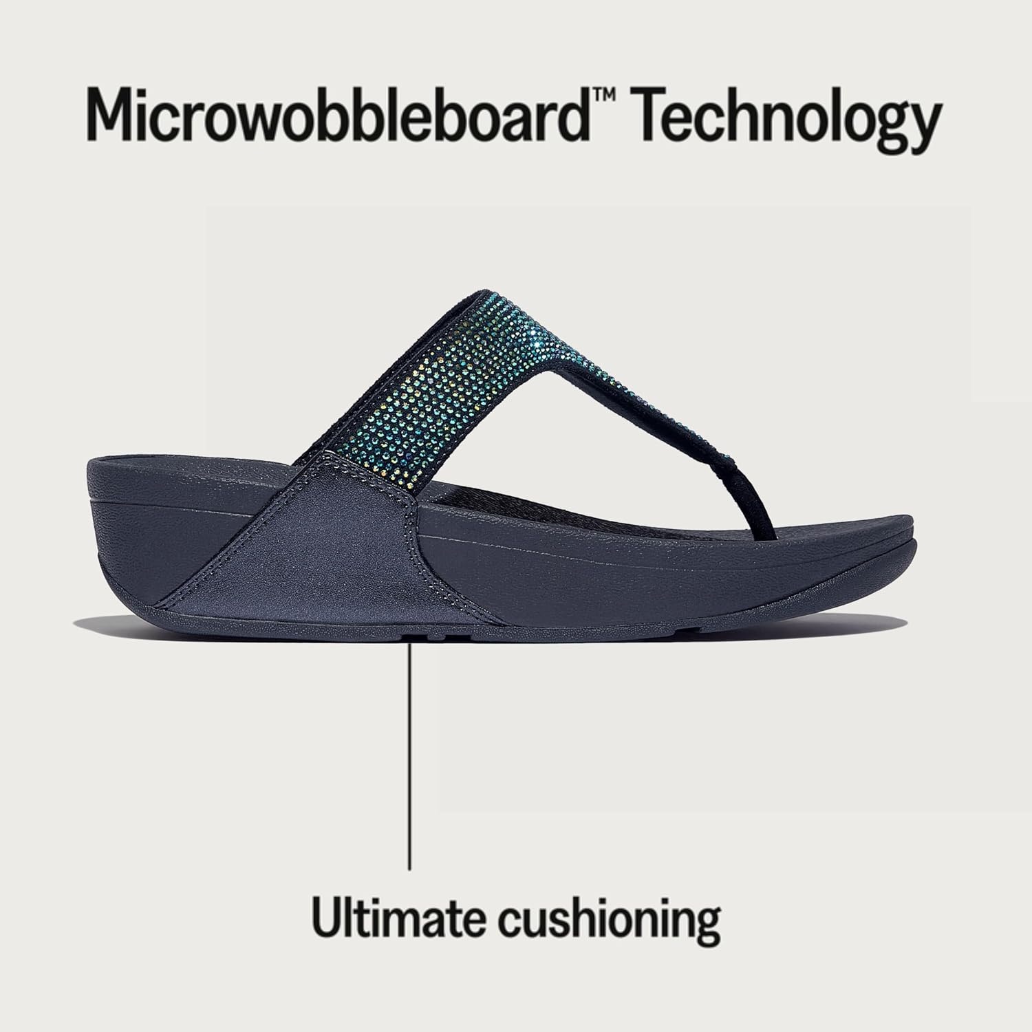 image:imageFitFlop Womens Lulu Crystal Embellished ToePost SandalsIridescent Navy