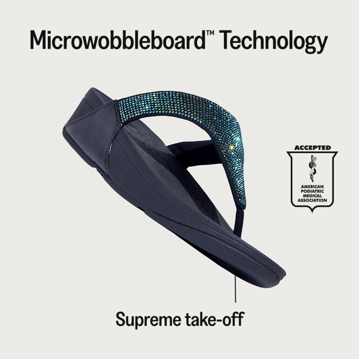 image:imageFitFlop Womens Lulu Crystal Embellished ToePost SandalsIridescent Navy
