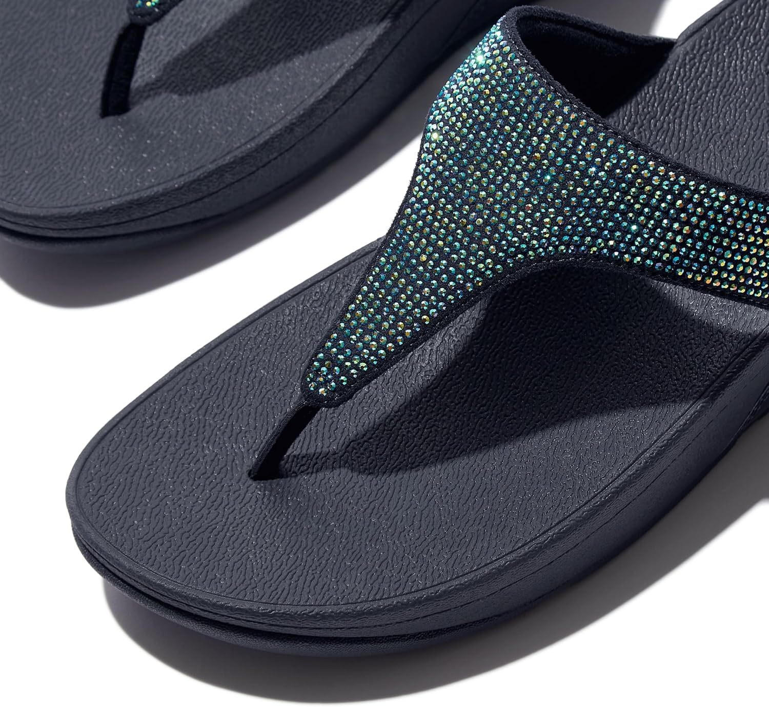 image:imageFitFlop Womens Lulu Crystal Embellished ToePost SandalsIridescent Navy
