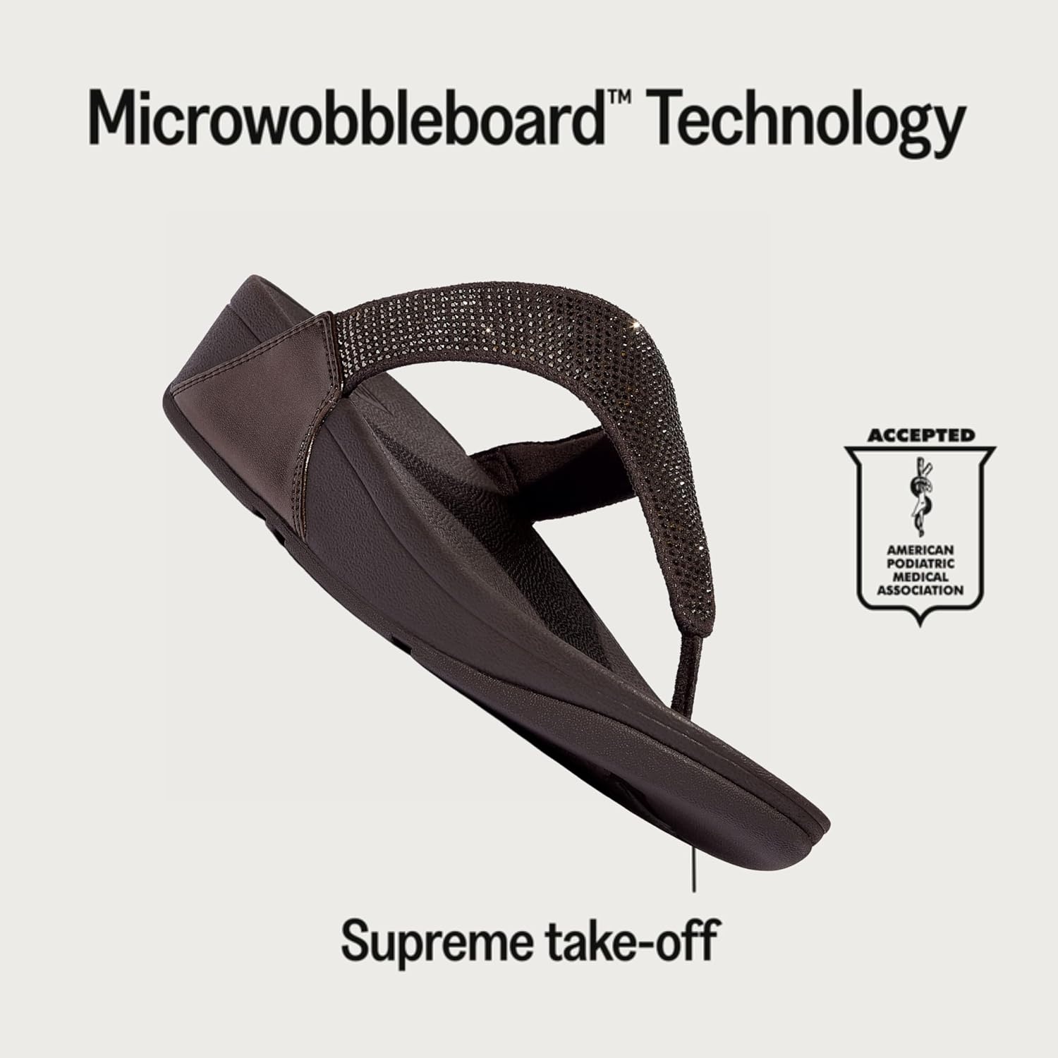 image:imageFitFlop Womens Lulu Crystal Embellished ToePost SandalsMetallic Chocolate Brown