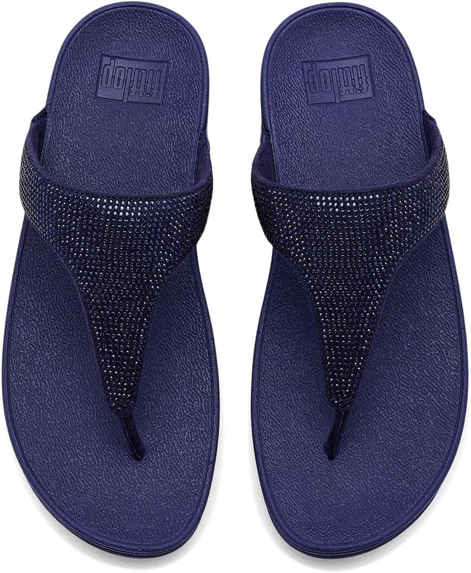 image:imageFitFlop Womens Lulu Crystal Embellished ToePost SandalsNightfall Blue
