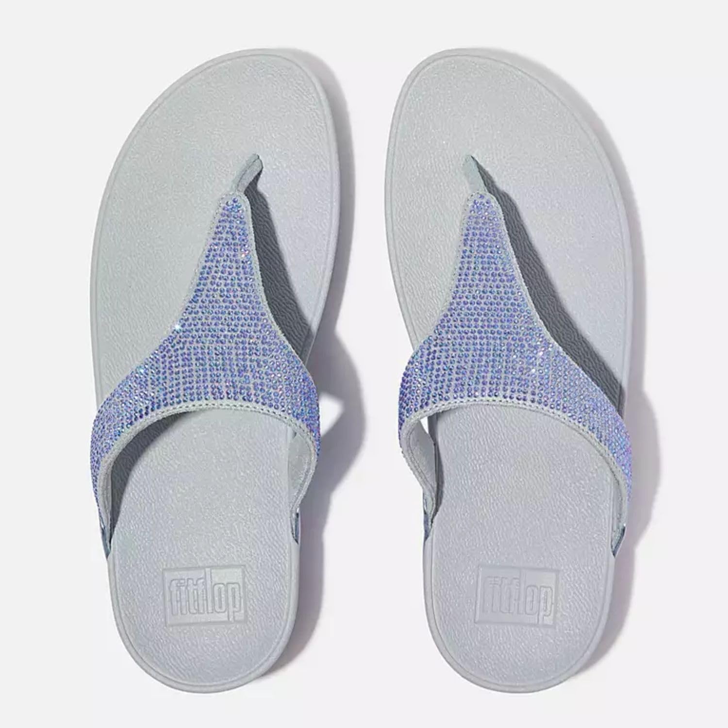 image:imageFitFlop Womens Lulu Crystal Embellished ToePost SandalsQuiet Blue