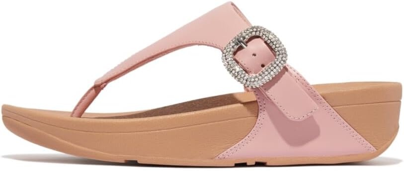 image:imageFitFlop Womens Lulu CrystalBuckle Leather ToePost SandalB48 Soft Blush