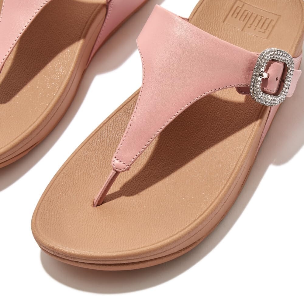 image:imageFitFlop Womens Lulu CrystalBuckle Leather ToePost SandalB48 Soft Blush