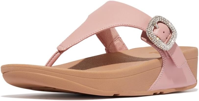 image:imageFitFlop Womens Lulu CrystalBuckle Leather ToePost SandalB48 Soft Blush