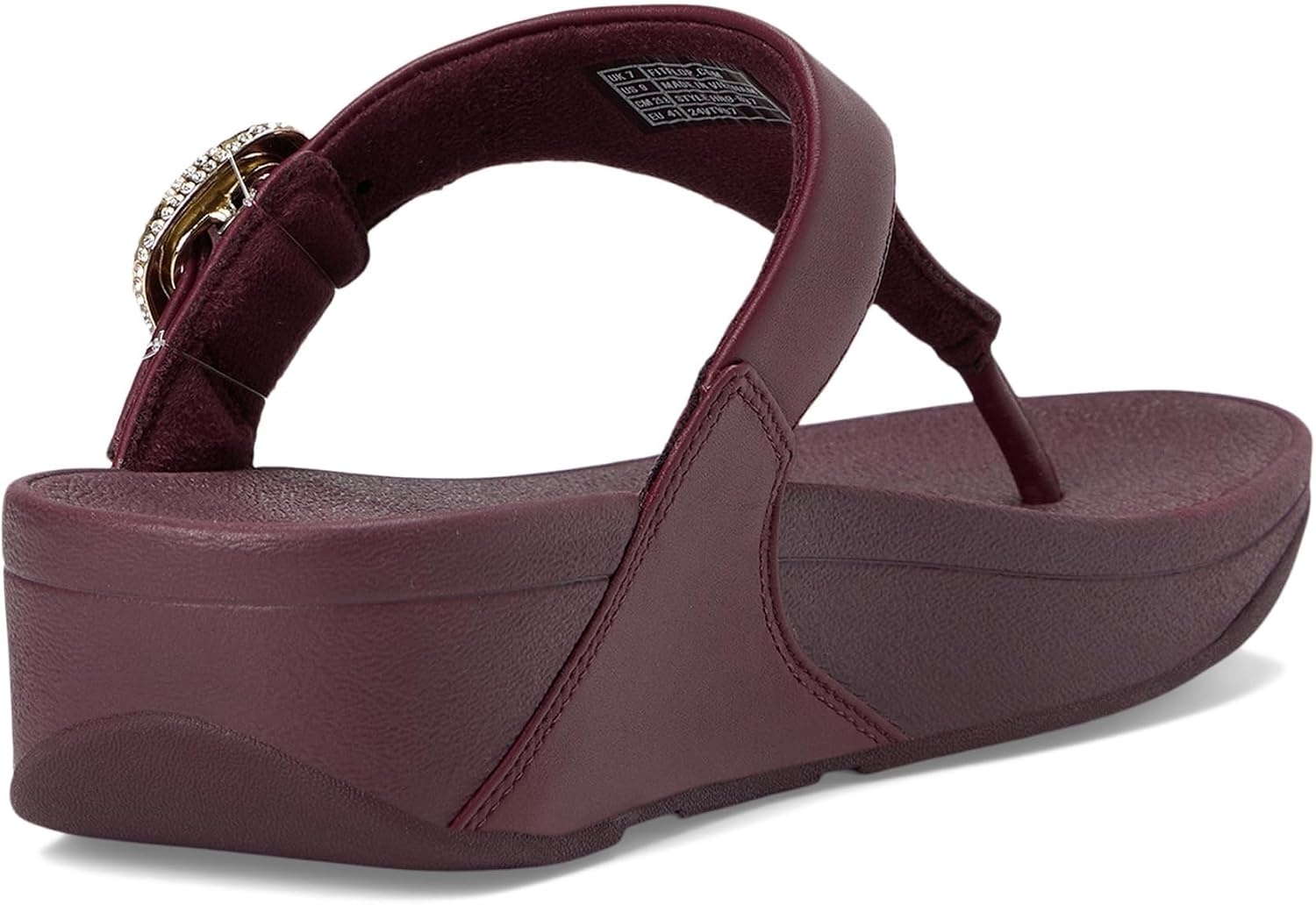 image:imageFitFlop Womens Lulu CrystalBuckle Leather ToePost SandalMauve Wine