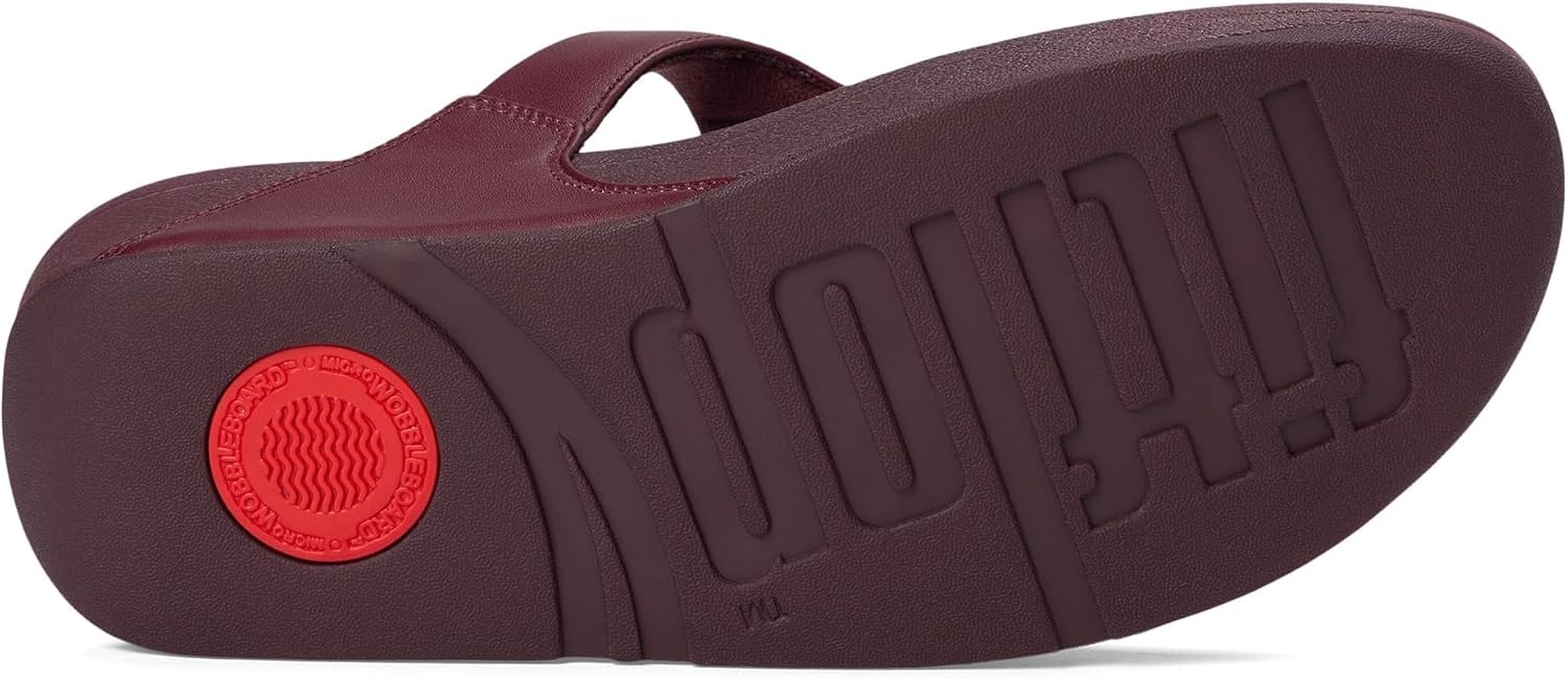image:imageFitFlop Womens Lulu CrystalBuckle Leather ToePost SandalMauve Wine