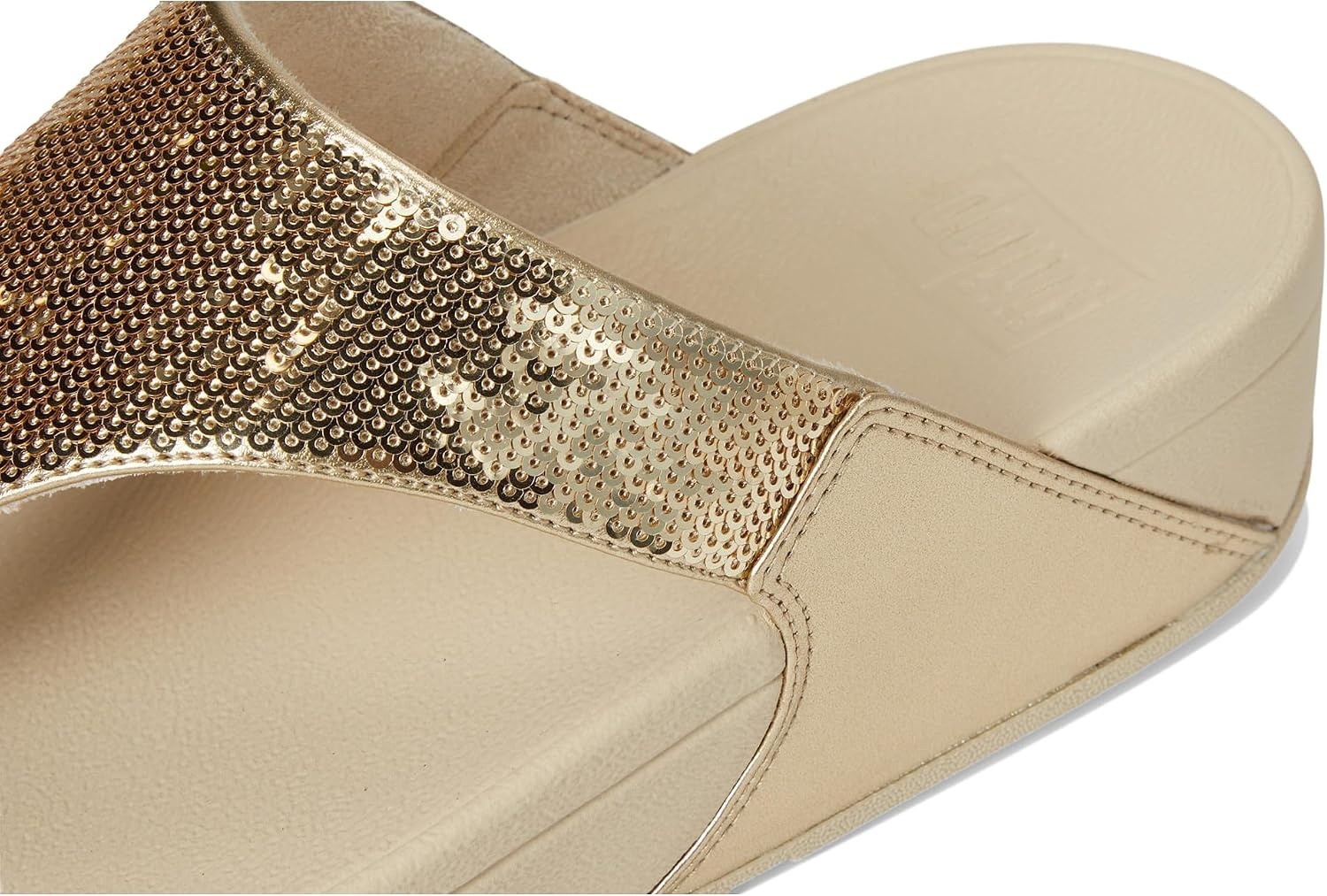 image:imageFitFlop Womens Lulu CrystalBuckle Leather ToePost SandalPlatino