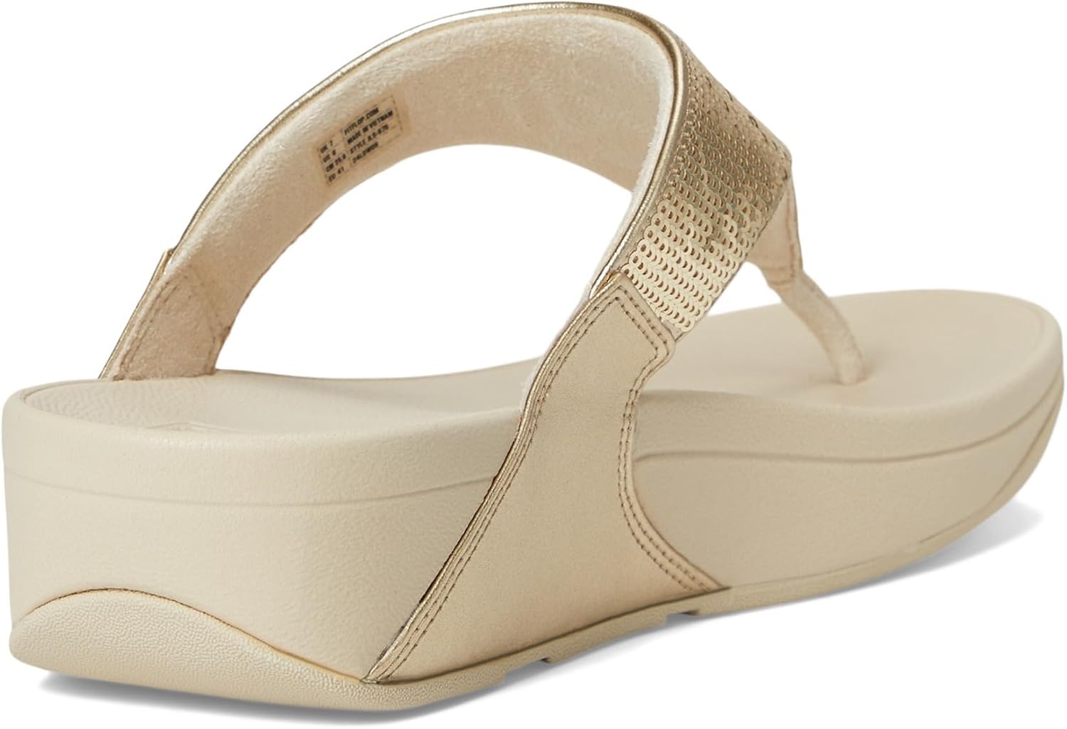 image:imageFitFlop Womens Lulu CrystalBuckle Leather ToePost SandalPlatino