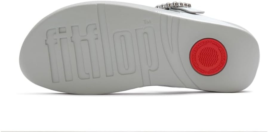 image:imageFitFlop Womens Lulu CrystalBuckle Leather ToePost SandalSilver