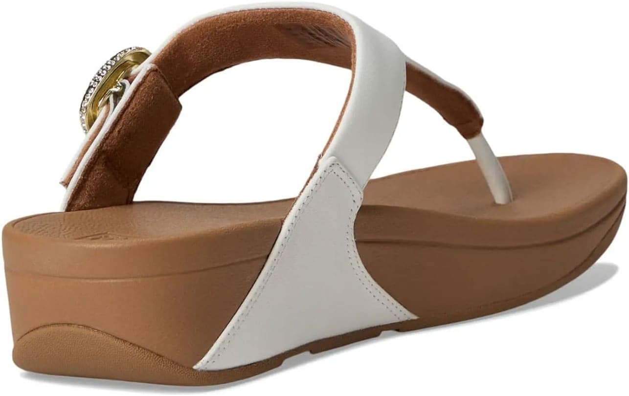 image:imageFitFlop Womens Lulu CrystalBuckle Leather ToePost SandalUrban White