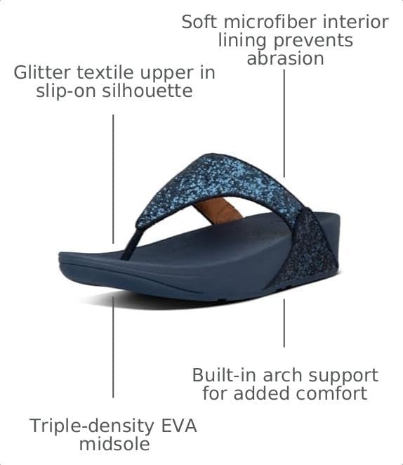 image:imageFitFlop Womens Lulu Glitz ToePost SandalMidnight Navy