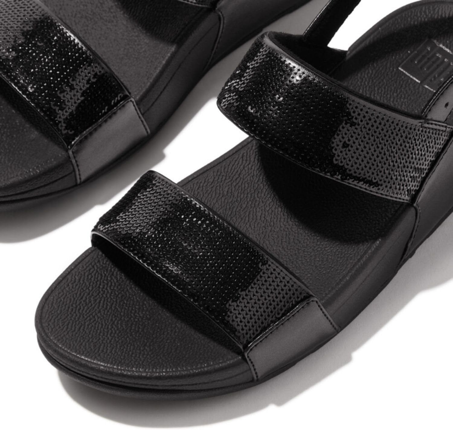 image:imageFitFlop Womens Lulu Sequin Slide Backstrap SandalAll Black