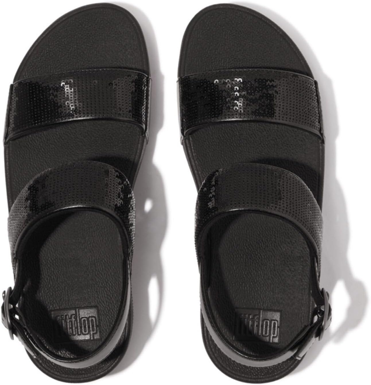 image:imageFitFlop Womens Lulu Sequin Slide Backstrap SandalAll Black