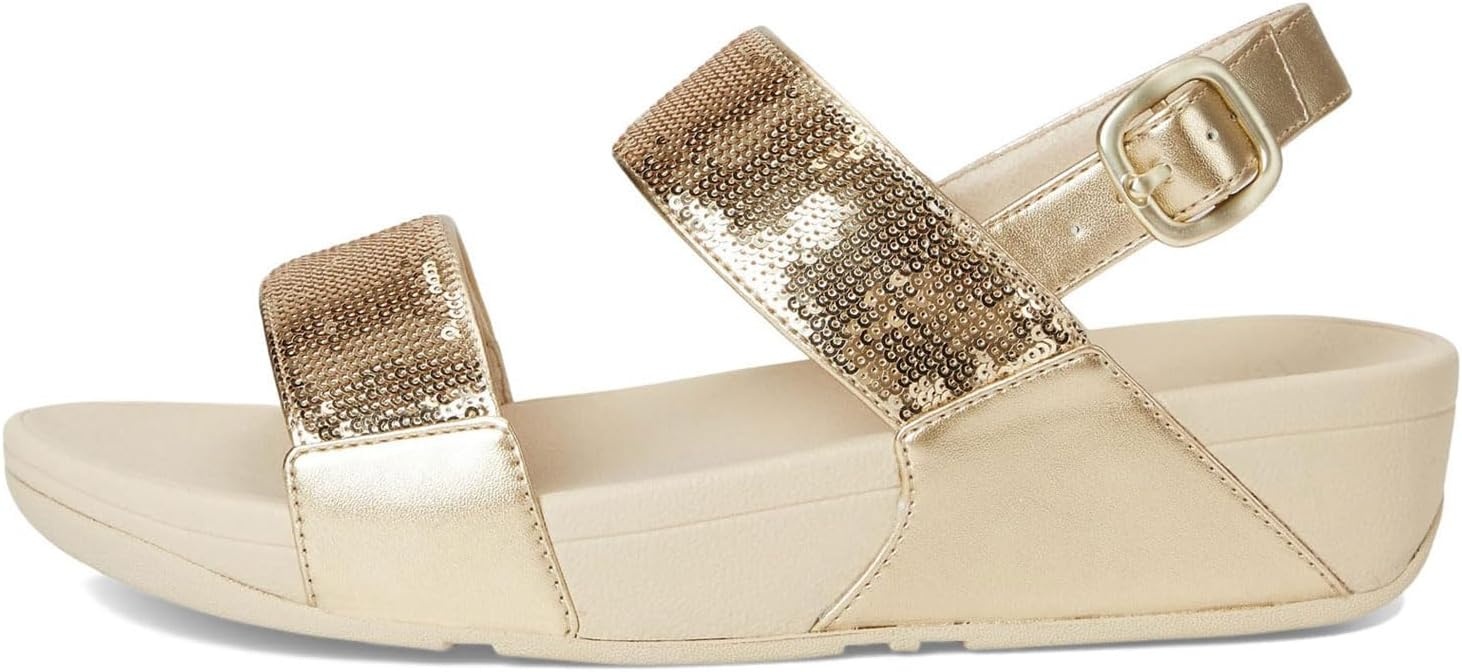 image:imageFitFlop Womens Lulu Sequin Slide Backstrap SandalPlatino
