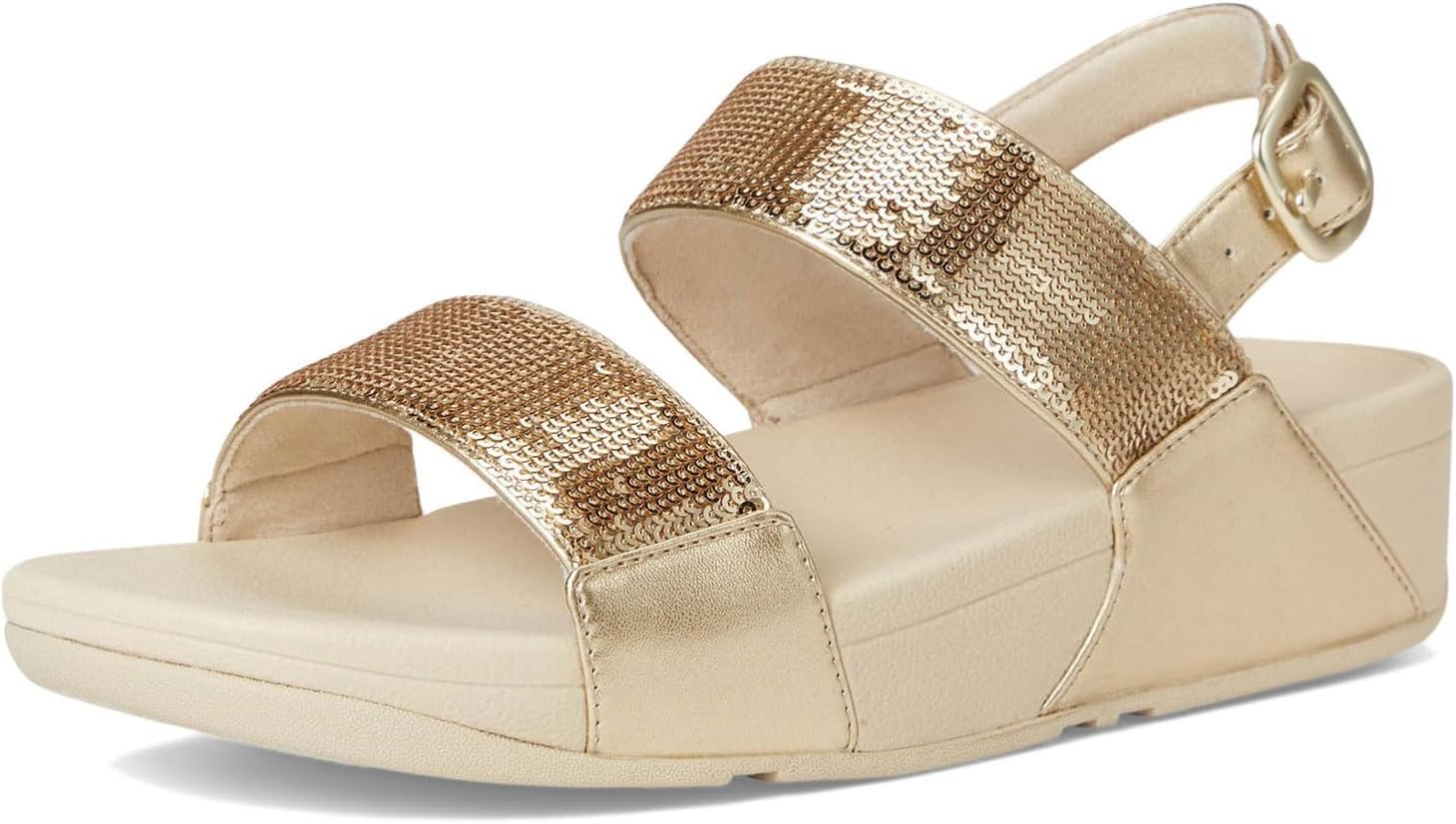 image:imageFitFlop Womens Lulu Sequin Slide Backstrap SandalPlatino