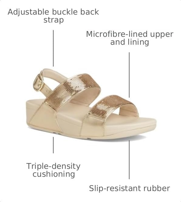 image:imageFitFlop Womens Lulu Sequin Slide Backstrap SandalPlatino