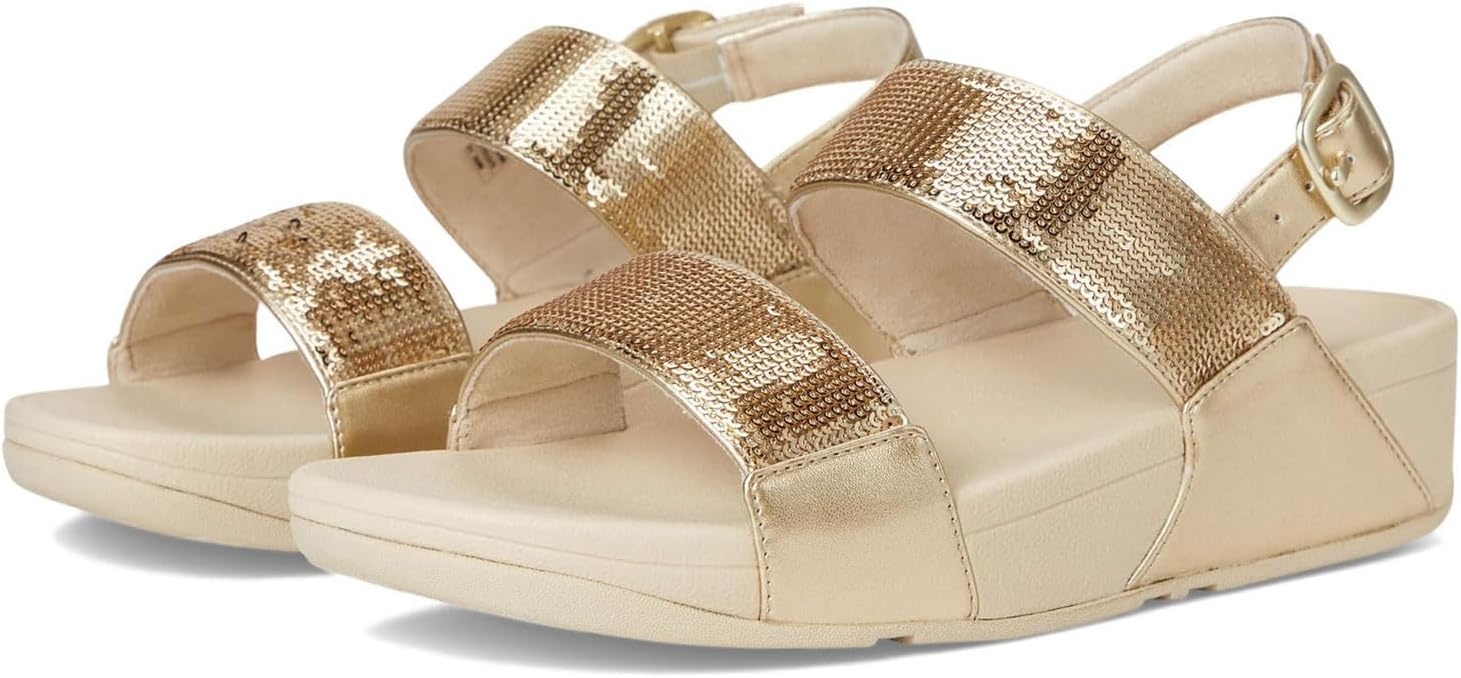 image:imageFitFlop Womens Lulu Sequin Slide Backstrap SandalPlatino