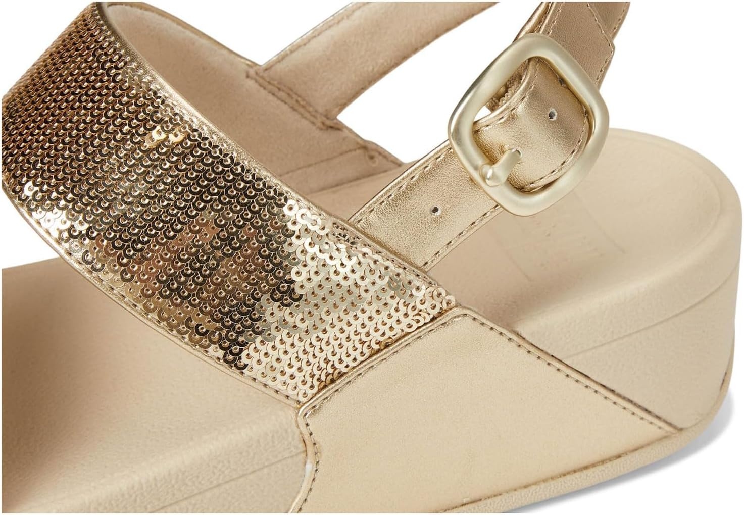 image:imageFitFlop Womens Lulu Sequin Slide Backstrap SandalPlatino