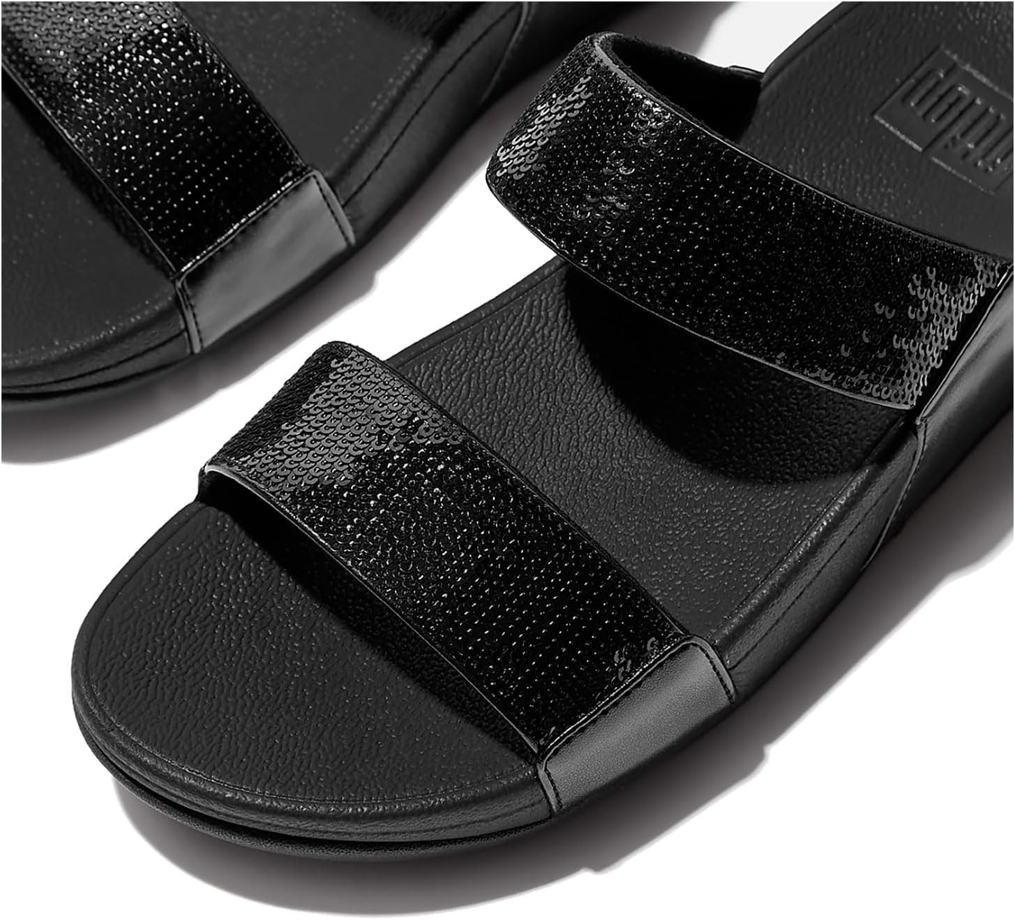 image:imageFitFlop Womens Lulu Sequin Slide SandalAll Black