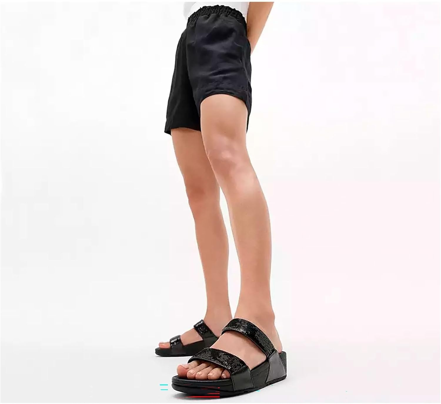 image:imageFitFlop Womens Lulu Sequin Slide SandalAll Black