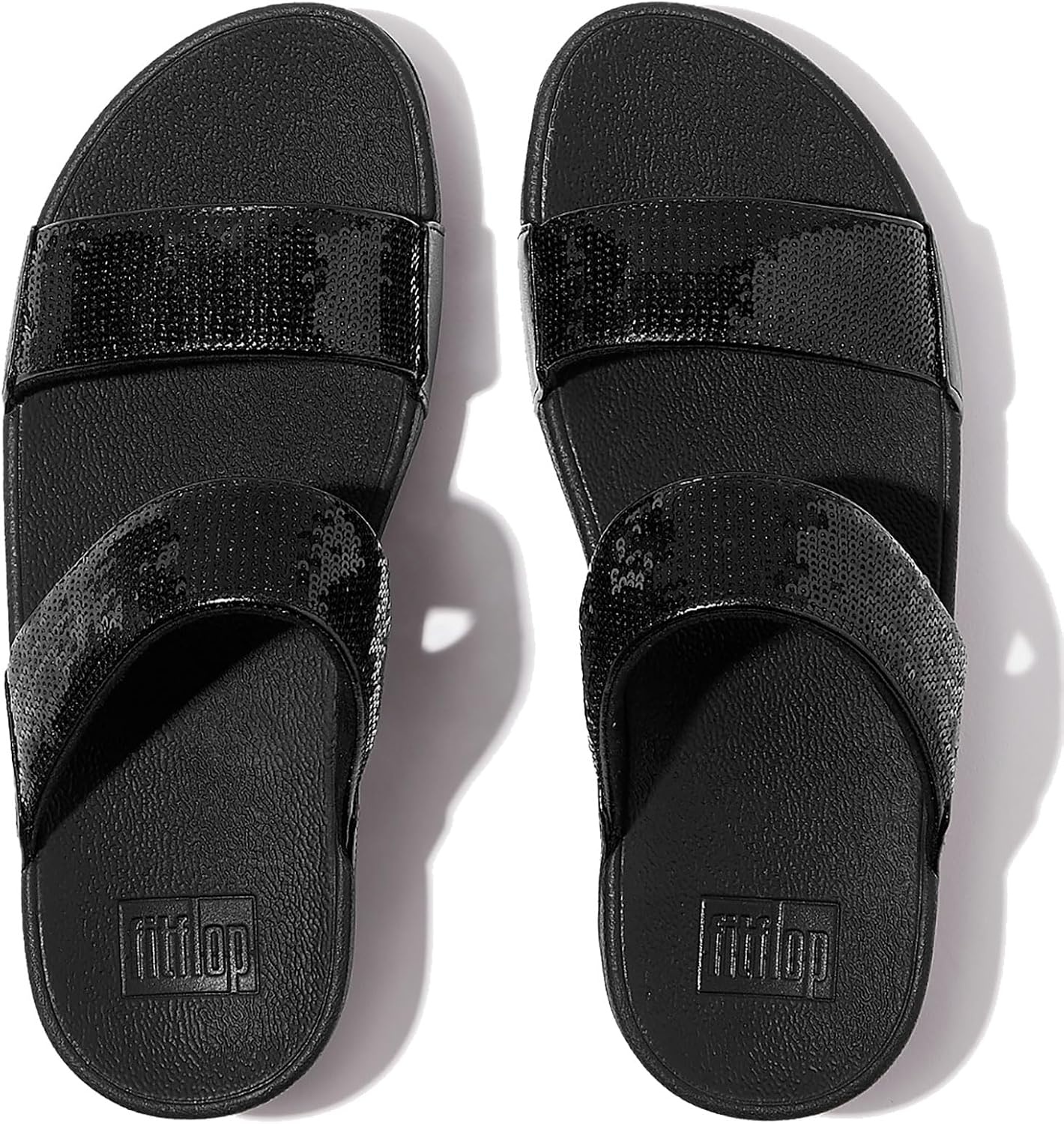 image:imageFitFlop Womens Lulu Sequin Slide SandalAll Black