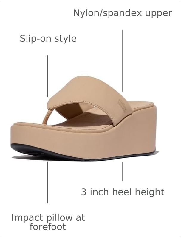 image:imageFitFlop Womens PlatFForms Wedge ToePost SandalClassic Beige