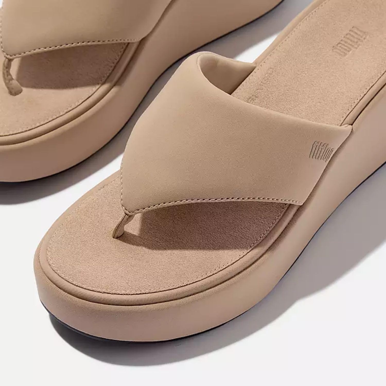 image:imageFitFlop Womens PlatFForms Wedge ToePost SandalClassic Beige