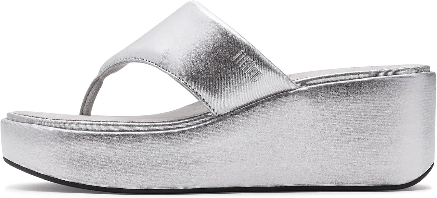 image:imageFitFlop Womens PlatFForms Wedge ToePost SandalSilver