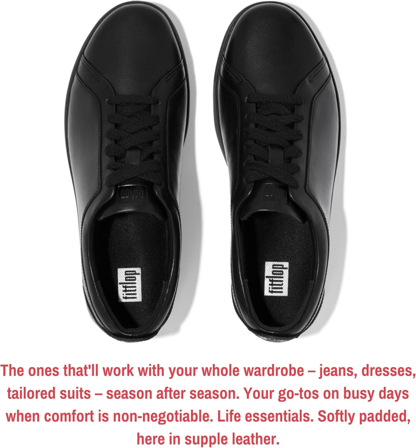 image:imageFitFlop Womens Rally Leather SneakersAll Black