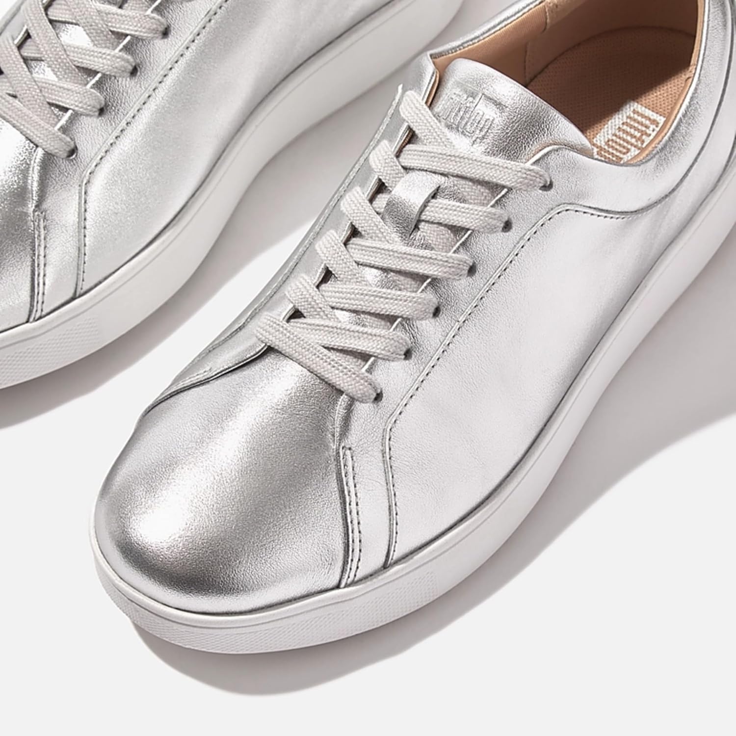 image:imageFitFlop Womens Rally Leather SneakersSilver 2