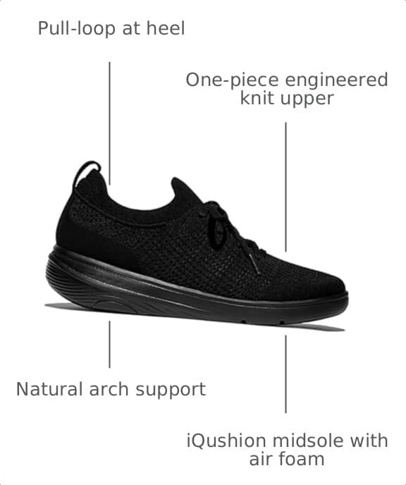 image:imageFitFlop Womens Superq Knit Slipon Laced SneakersAll Black