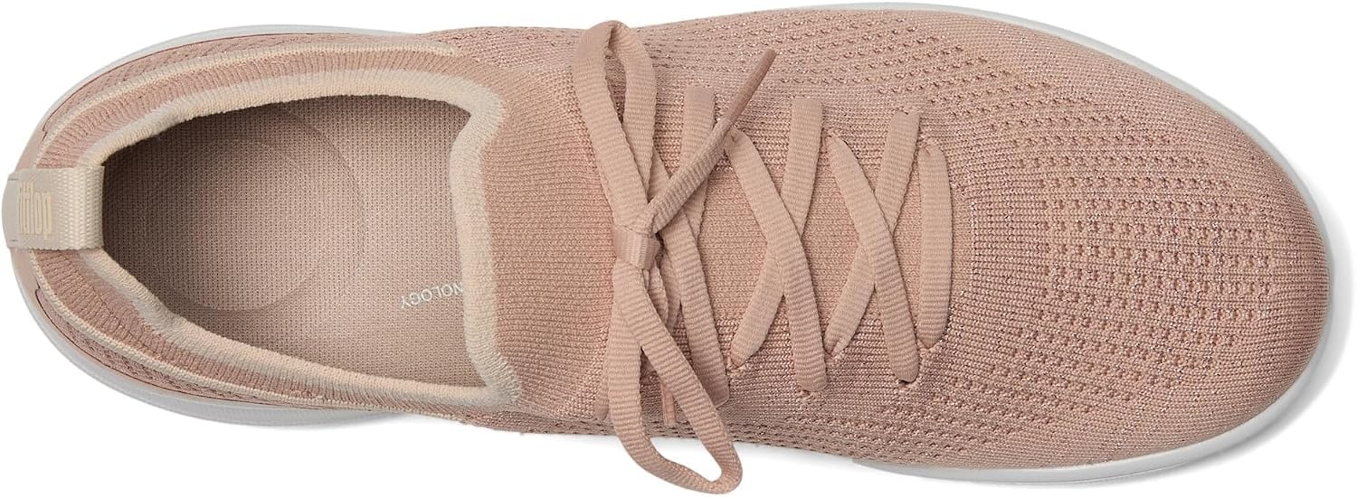 image:imageFitFlop Womens Superq Knit Slipon Laced SneakersBeige BuffRose Gold