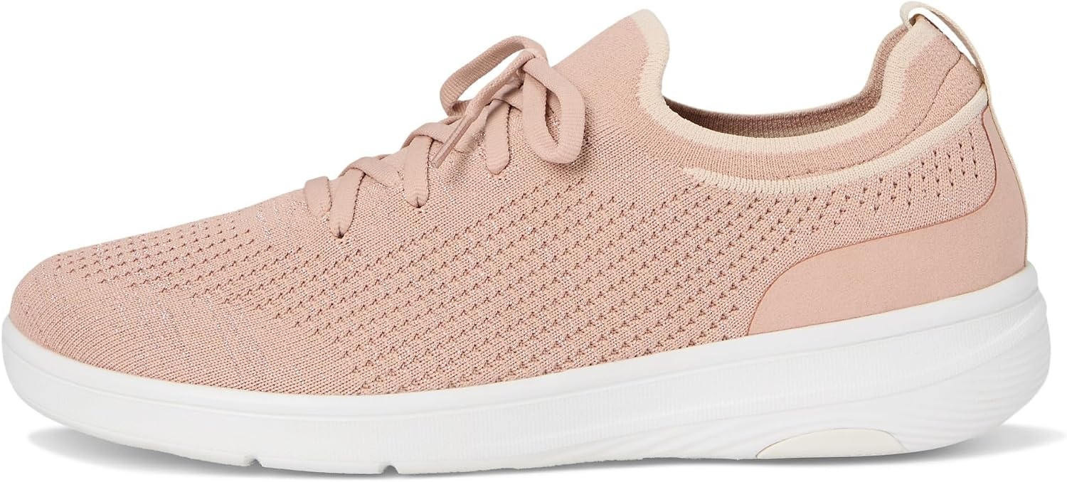 image:imageFitFlop Womens Superq Knit Slipon Laced SneakersBeige BuffRose Gold