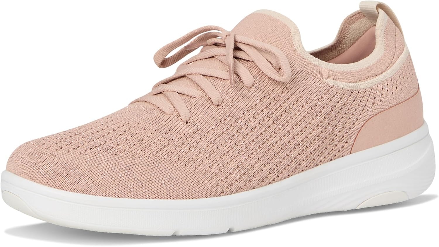 image:imageFitFlop Womens Superq Knit Slipon Laced SneakersBeige BuffRose Gold