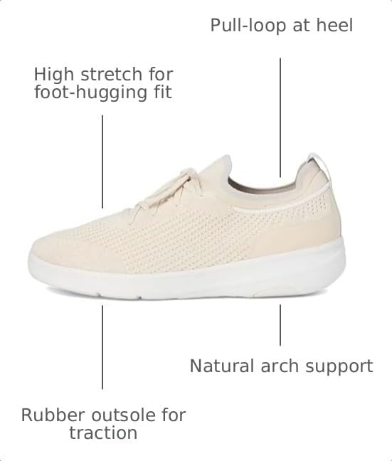 image:imageFitFlop Womens Superq Knit Slipon Laced SneakersParis Beige