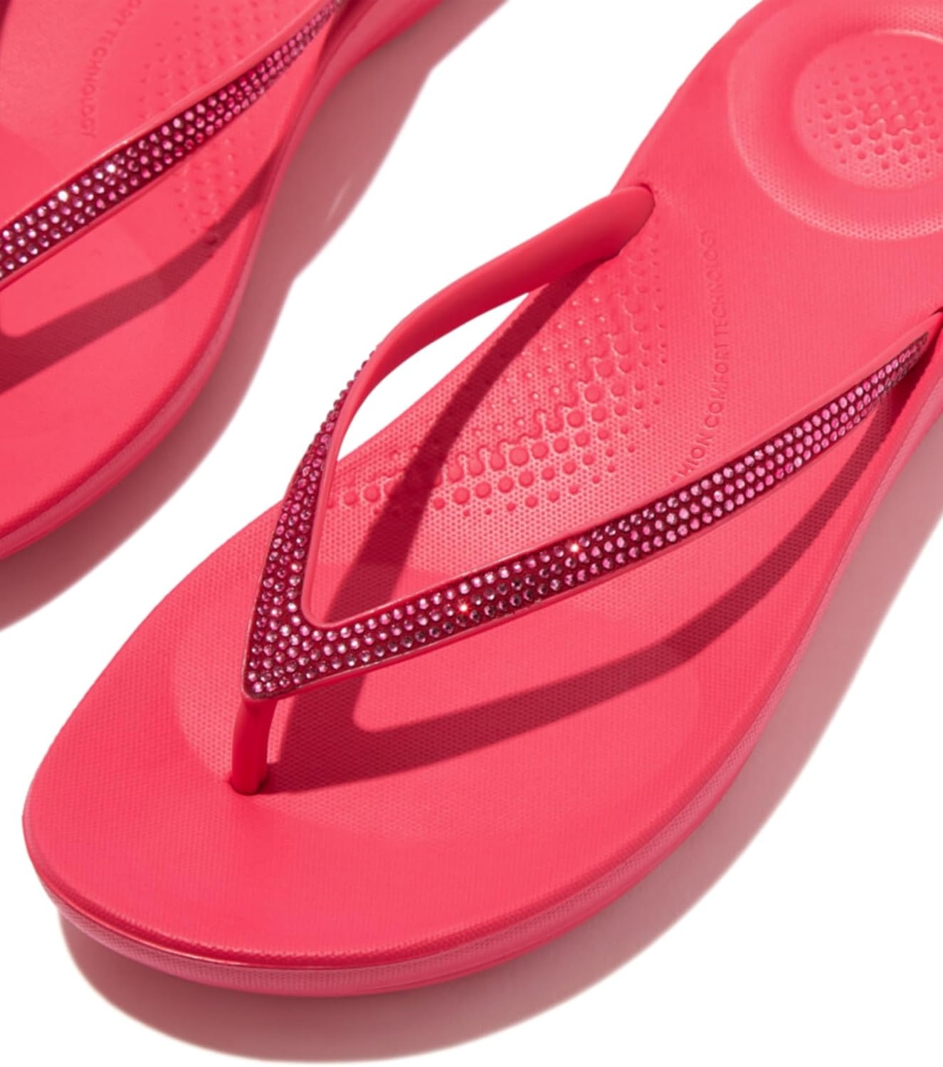 image:imageFitFlop Womens iQushion Sparkle Ergonomic Flip Flops for Walking Lightweight Waterproof Cushioned Thong Sandals for Women with Non Slip Bottom and Arch Support Lightweight Waterproof Walking Sandals wCushioned Comfort amp Arch SupportPink