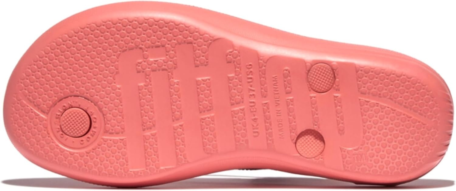 image:imageFitFlop Womens iQushion Sparkle Ergonomic Flip Flops for Walking Lightweight Waterproof Cushioned Thong Sandals for Women with Non Slip Bottom and Arch Support Lightweight Waterproof Walking Sandals wCushioned Comfort amp Arch SupportRosy Coral