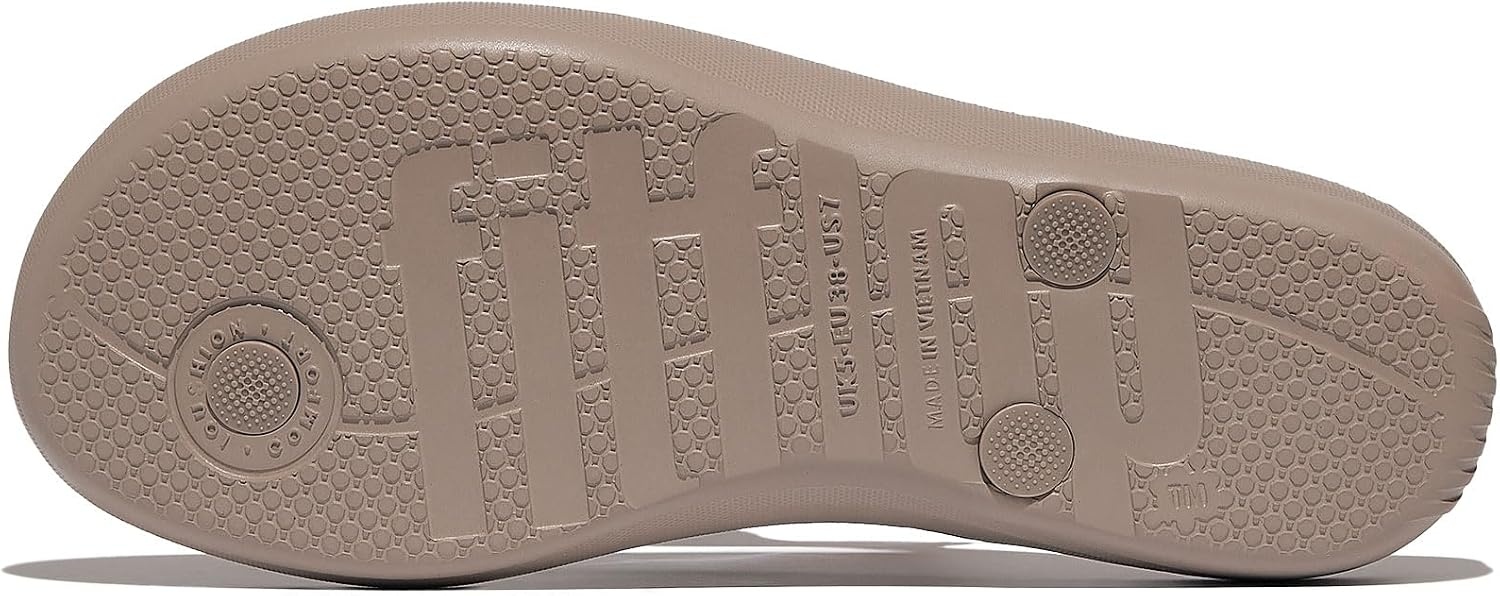 image:imageFitFlop Womens iQushion Sparkle Ergonomic Flip Flops for Walking Lightweight Waterproof Cushioned Thong Sandals for Women with Non Slip Bottom and Arch Support Lightweight Waterproof Walking Sandals wCushioned Comfort amp Arch SupportTaupePewter