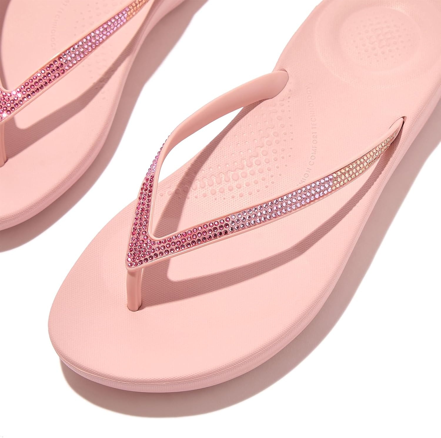 image:imageFitFlop Womens iQushion Sparkle Ergonomic Flip Flops for Walking Lightweight Waterproof Cushioned Thong Sandals for Women with Non Slip Bottom and Arch Support Lightweight Waterproof Walking Sandals wCushioned Comfort amp Arch SupportSoft BlushWild Raspberry