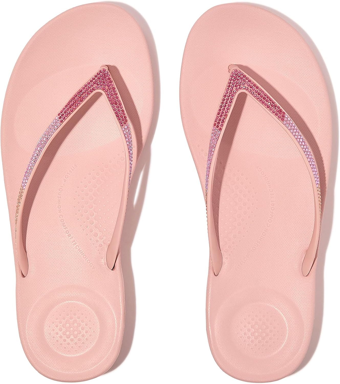 image:imageFitFlop Womens iQushion Sparkle Ergonomic Flip Flops for Walking Lightweight Waterproof Cushioned Thong Sandals for Women with Non Slip Bottom and Arch Support Lightweight Waterproof Walking Sandals wCushioned Comfort amp Arch SupportSoft BlushWild Raspberry