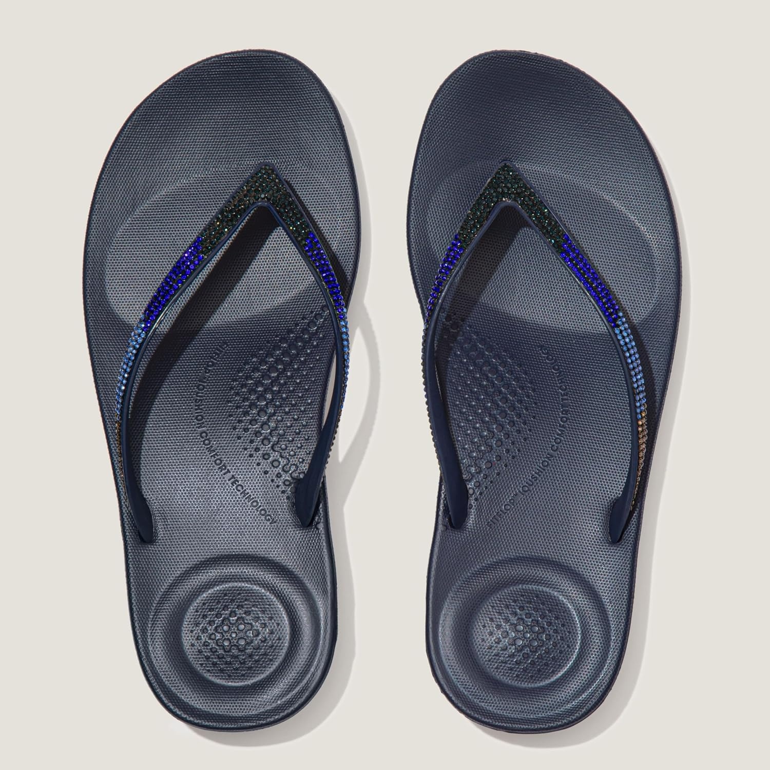 image:imageFitFlop Womens iQushion Sparkle Ergonomic Flip Flops for Walking Lightweight Waterproof Cushioned Thong Sandals for Women with Non Slip Bottom and Arch Support Lightweight Waterproof Walking Sandals wCushioned Comfort amp Arch SupportMidnight Navy