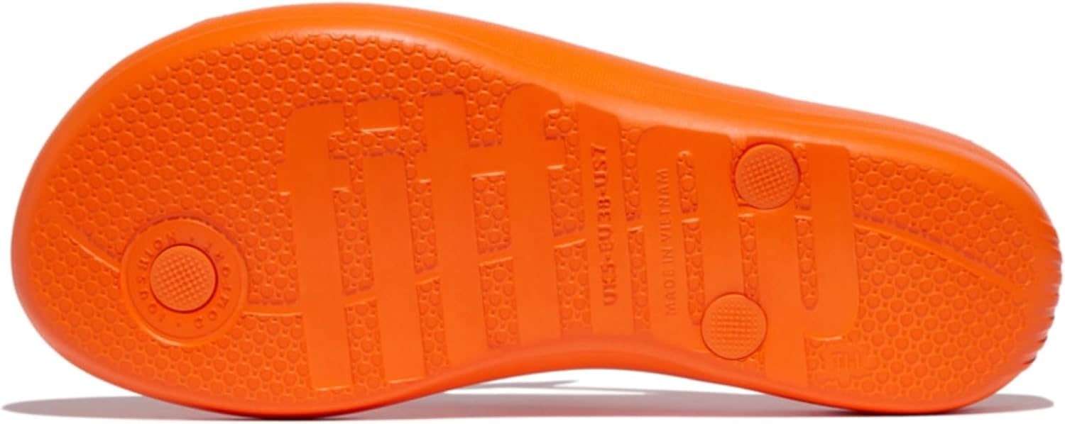 image:imageFitFlop Womens iQushion Sparkle Ergonomic Flip Flops for Walking Lightweight Waterproof Cushioned Thong Sandals for Women with Non Slip Bottom and Arch Support Lightweight Waterproof Walking Sandals wCushioned Comfort amp Arch SupportPop Orange