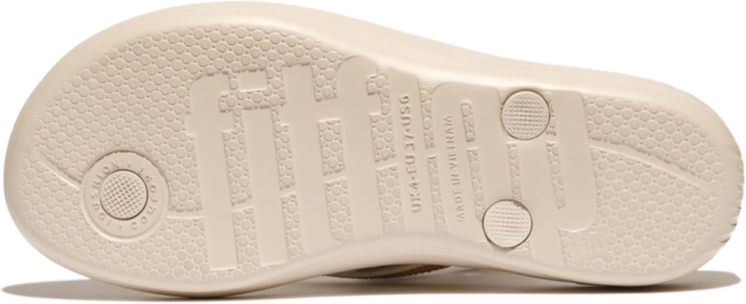 image:imageFitFlop Womens iQushion Sparkle Ergonomic Flip Flops for Walking Lightweight Waterproof Cushioned Thong Sandals for Women with Non Slip Bottom and Arch Support Lightweight Waterproof Walking Sandals wCushioned Comfort amp Arch SupportStone Beige