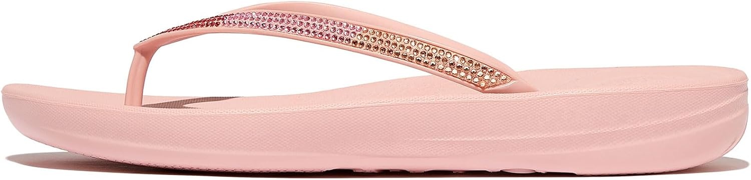 image:imageFitFlop Womens iQushion Sparkle Ergonomic Flip Flops for Walking Lightweight Waterproof Cushioned Thong Sandals for Women with Non Slip Bottom and Arch Support Lightweight Waterproof Walking Sandals wCushioned Comfort amp Arch SupportSoft BlushWild Raspberry
